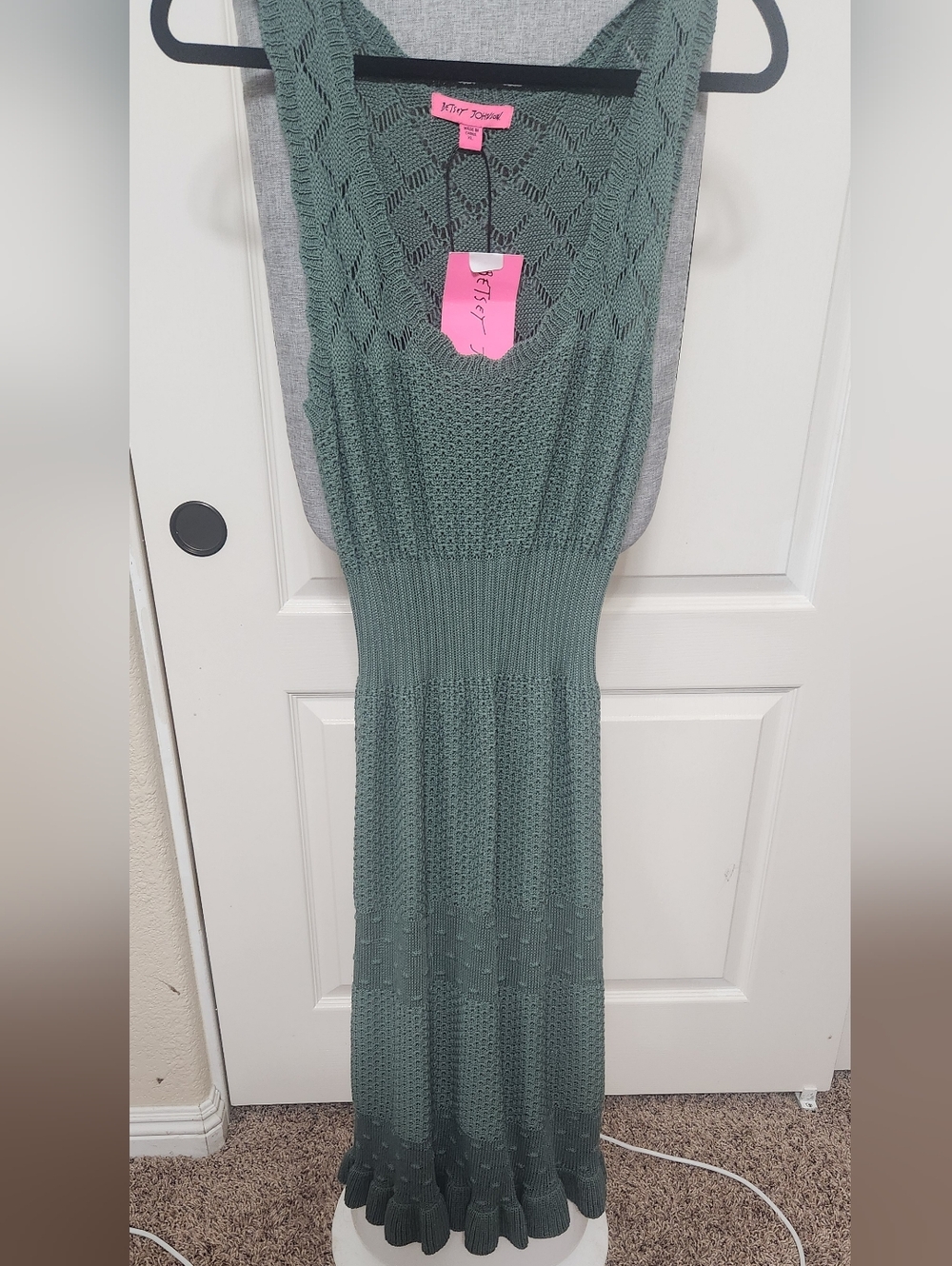 NWT Betsy Johnson Green Crochet Dress XL